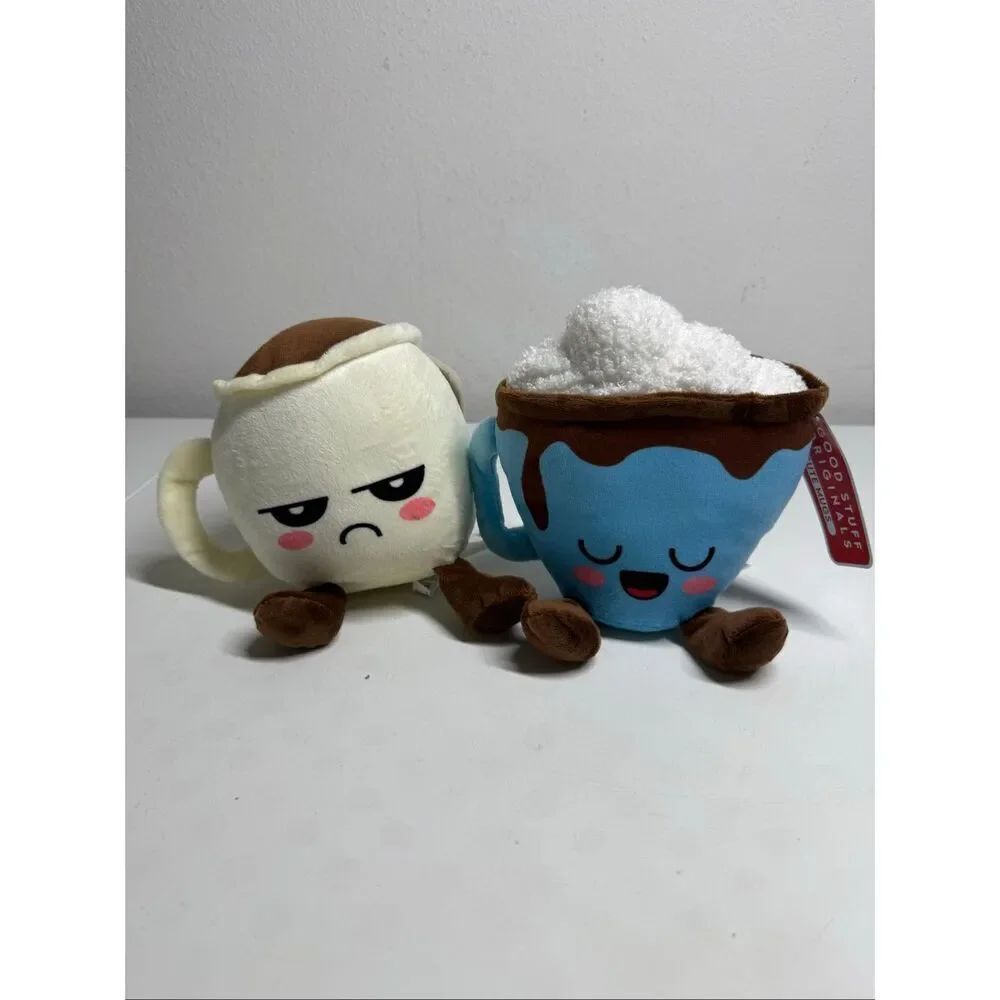 NWT GoodโStuff Set of 2 Plushies Coffee Cacao Mugs 7โ See Description